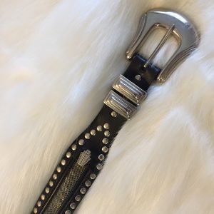 Oak Tree Leather, Studded, and Steel Lace Belt